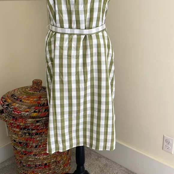 NWT ModCloth Past But Not Least Green Belted Gingham Dress SZ L - Picture 9 of 14